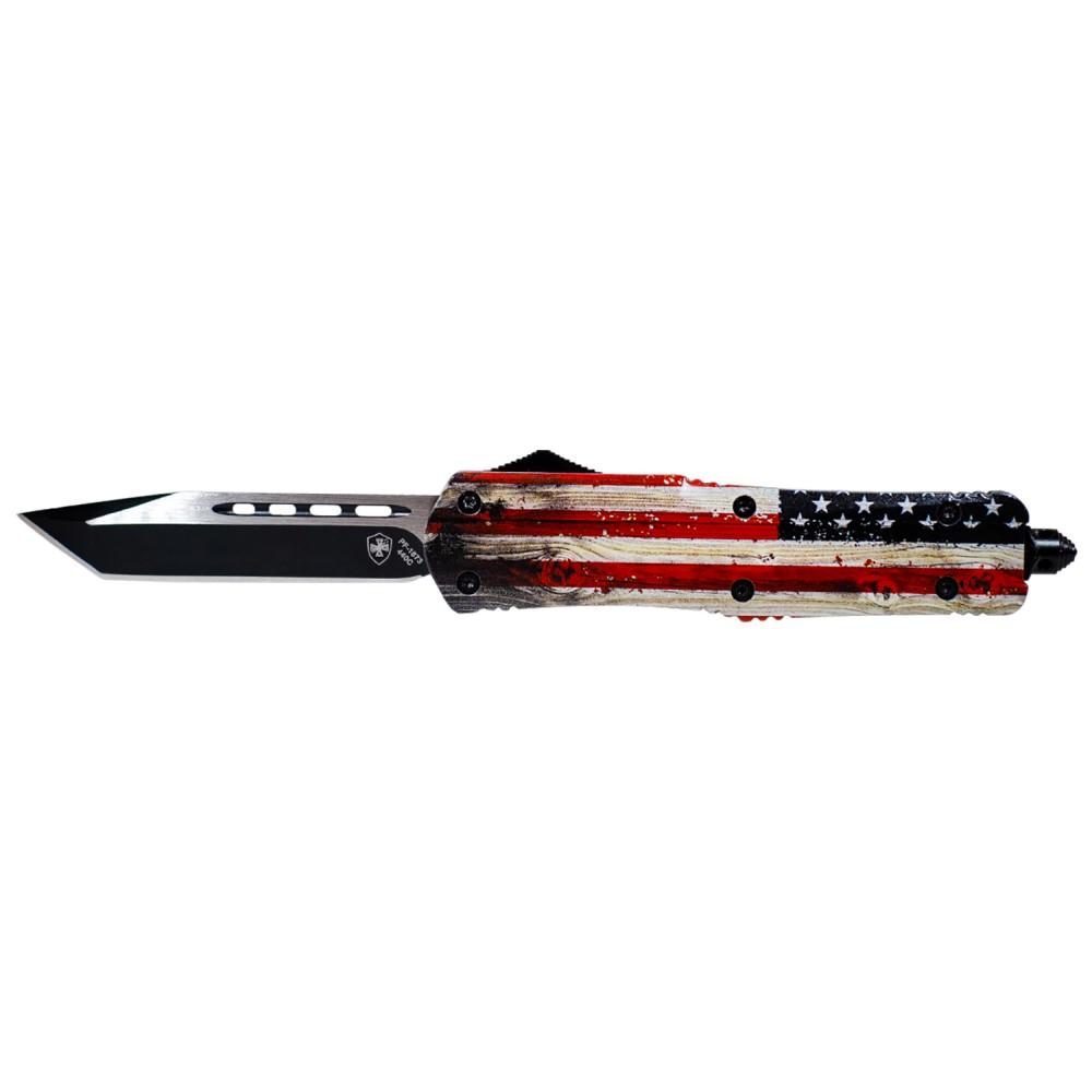 Templar Knife Slim Knife 3-1/2" Tanto Blade Wood US Flag Picture of Templar Knife Templar Knives Slim Wood US Flag Tanto Black