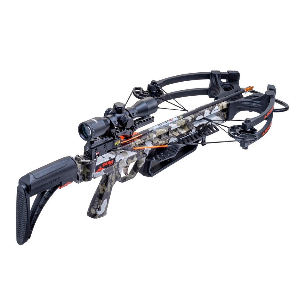 TenPoint Wicked RIdge Warrior 400 Crossbow Peak Camo with Scope Picture of Tenpoint Crossbow Technologies Warrior 400 Rope-Sled Adjustable Stock Pro-View 400 Scope