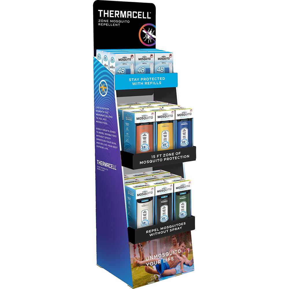 Thermacell Mixed Patio Shield Mosquito Repeller & Refill Floor Stand Display 6-Color Picture of Thermacell Repellents Inc. Mixed Patio Shield Mosquito Repeller & Refill Floor Stand Display 6-Color