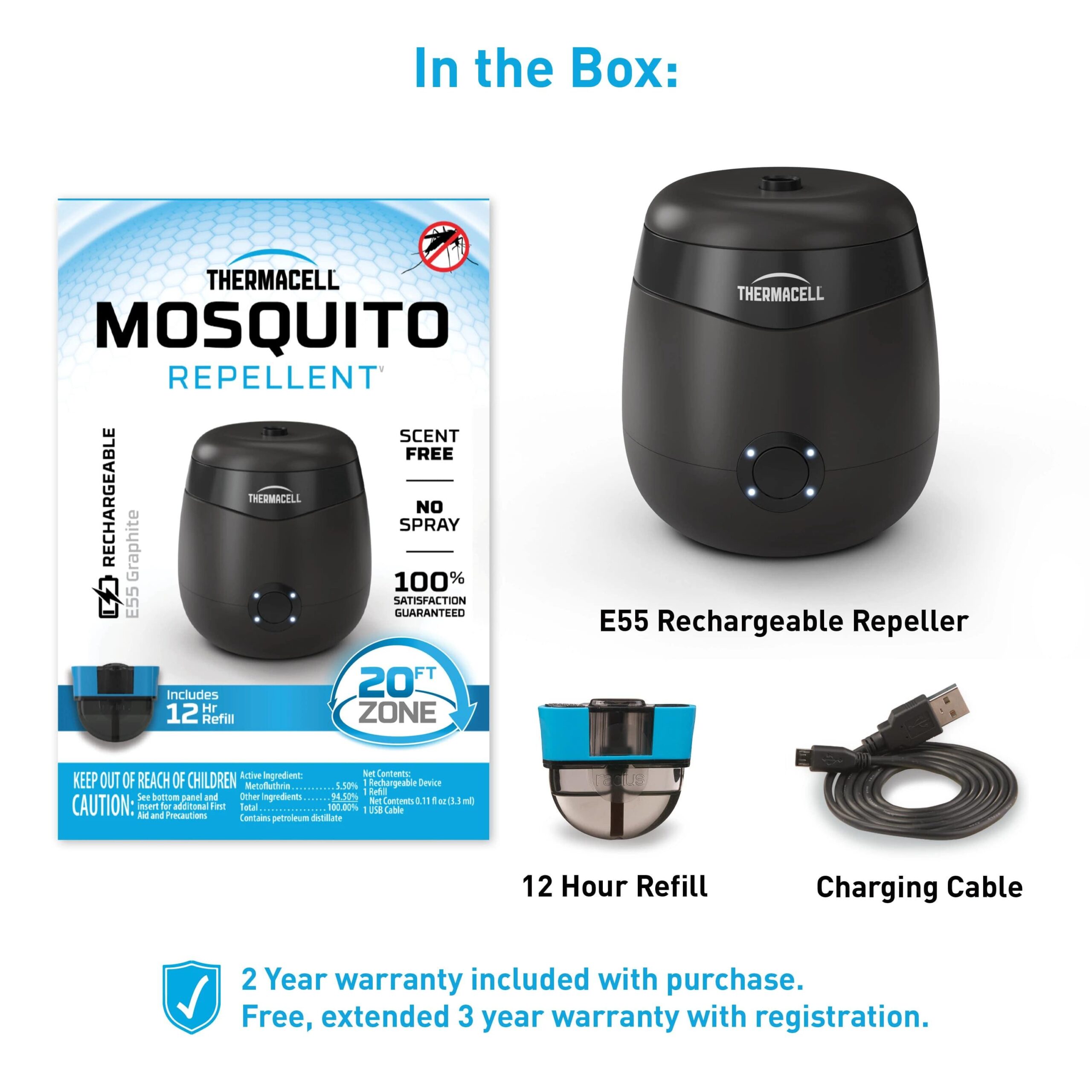 Thermacell Rechargeable Mosquito Repeller Charcoal Picture of Thermacell Repellents Inc. Thermacell Rechargeable Mosquito Repeller - Charcoal