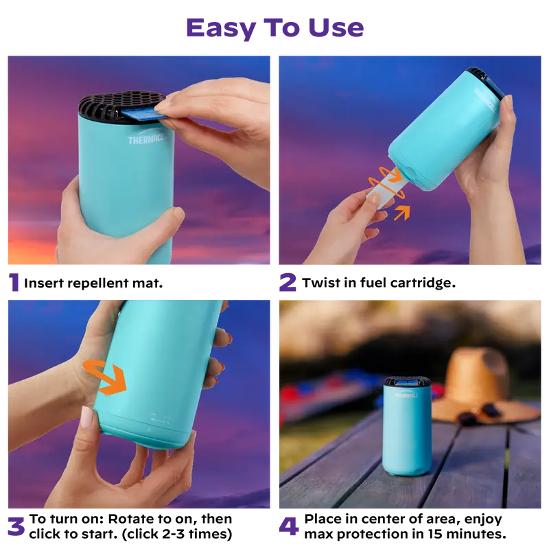 Thermacell Patio Shield Mosquito Repeller Blue Picture of Thermacell Repellents Inc. Thermacell Patio Shield Halo Mini Repeller Blue