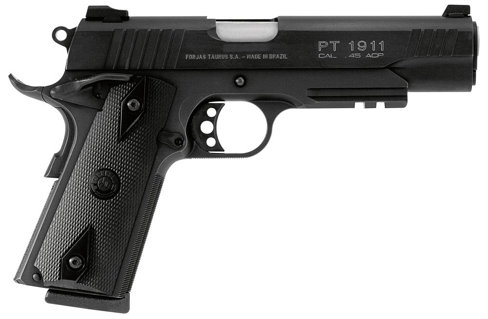 Taurus M1911 Handgun. 45 ACP 8rd Magazine 5" Barrel Black Novak Sights Picrail Picture of Taurus International Inc. M1911 .45ACP SA NOVAK PICRAIL8+1