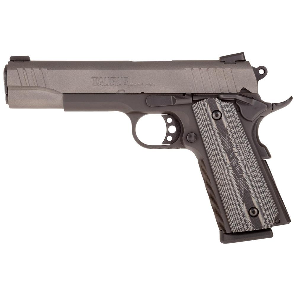 Taurus 1911 Cerakote Gray Handgun .45 ACP 8rd Magazine 5" Barrel VZ Grip Picture of Taurus International Inc. 1911 .45ACP BK/Cerakote Gray 5" 1x8 VZ Grip