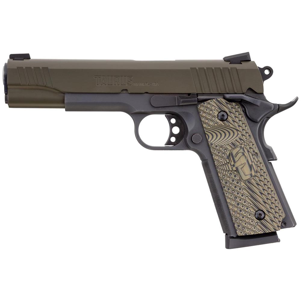 Taurus Mil Spec 1911 Handgun .45 ACP 8rd Magazine 5" Barrel Cerakote Green Picture of Taurus International Inc. PT1911 45 ACP BK Cerakote Mill Spec Green 5in 1x8 VZ Grip