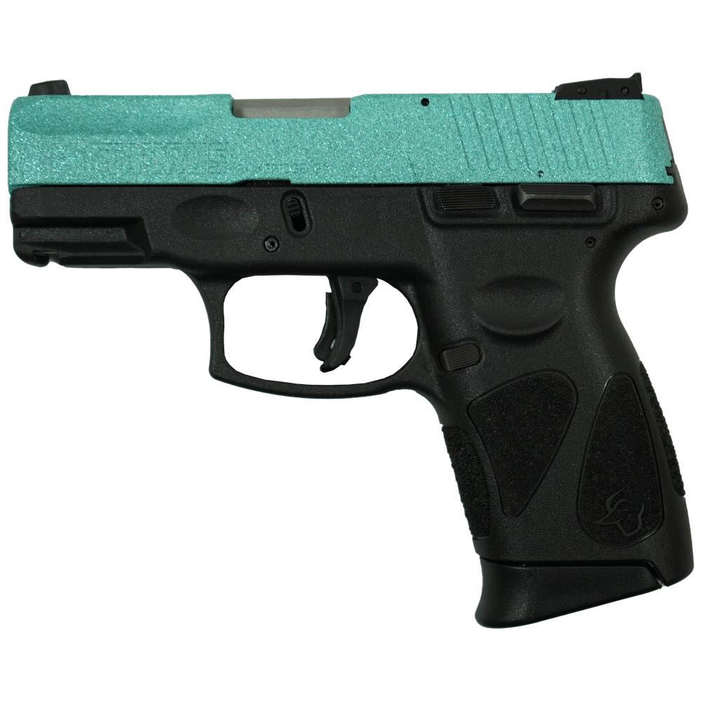 Taurus G2C "Robin's Egg Blue Glitter" Handgun 9mm Luger 12rd Magazines(2) 3.2" Barrel Picture of Taurus International Inc. G2C 9mm BK/BK 3.2'' 2x12-ROBINS EGG BLUE GLITTER