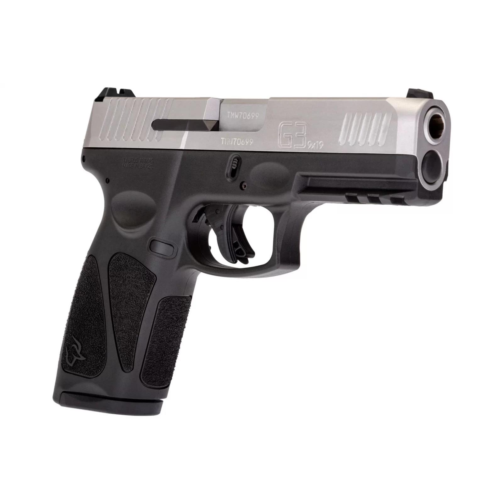 Taurus G3 Matte Stainless 9mm Luger Full Size 10rds Steel Sight 4" Barrel Picture of Taurus International Inc. G3B 9mm Luger BK/SS 4.0" BL 2x10 Rds