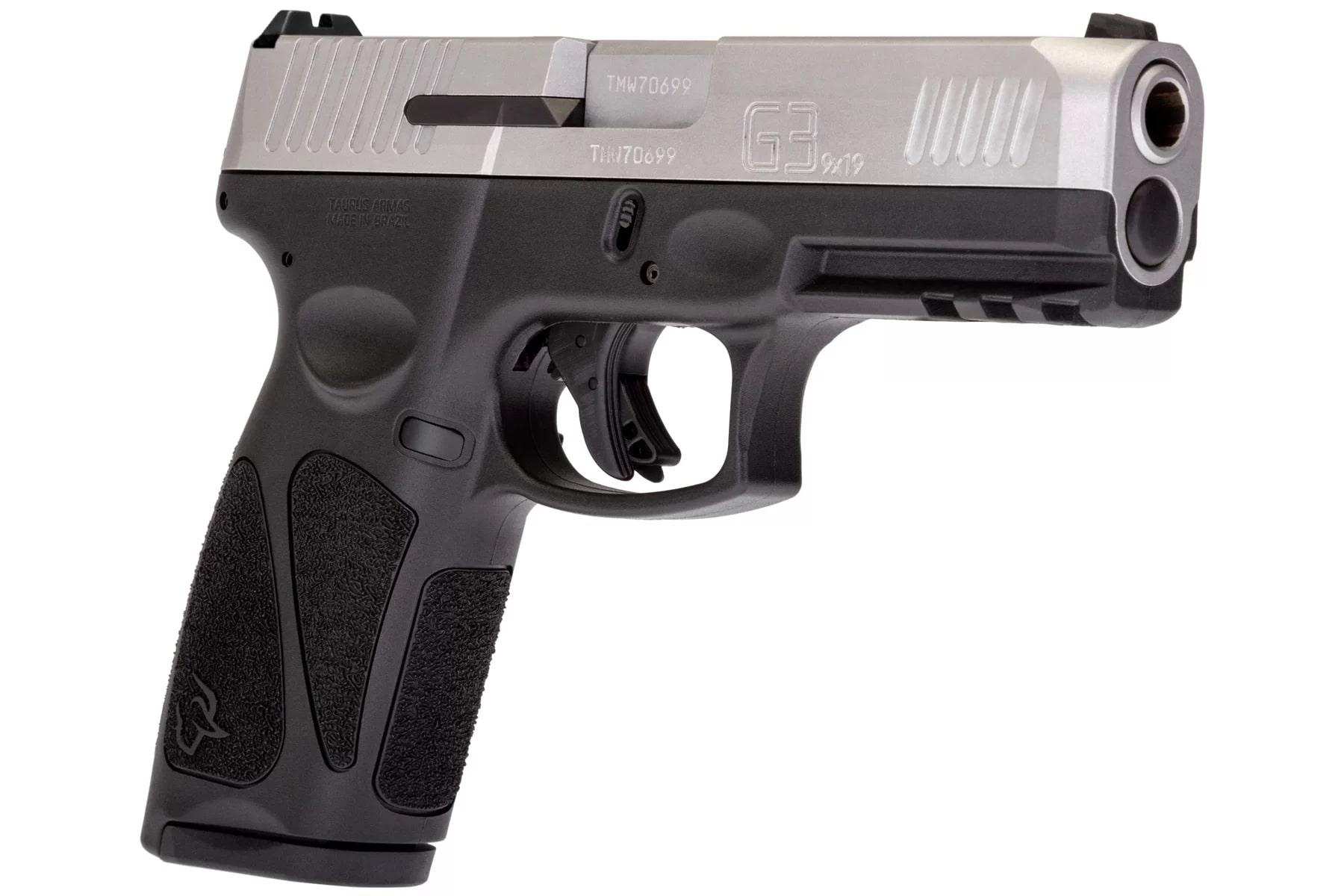 Taurus G3 Matte Stainless Handgun 9mm Luger 15rd Magazines 4.0" Barrel Steel Sights Picture of Taurus International Inc. G3B 9mm Luger BK/SS 4.0" BL 2x15 Rds