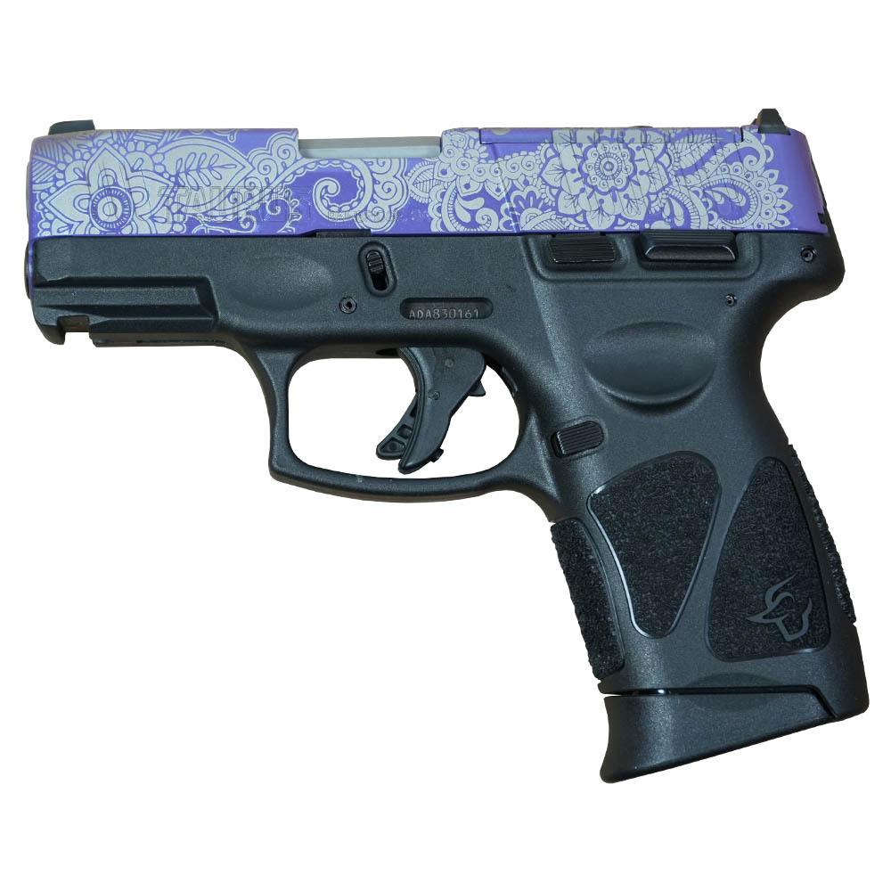 Taurus G3C Custom "Purple Paisley"  T.O.R.O. Handgun 9mm Luger 12/rd Magazines (3) 3.2" Barrel Optic Ready Picture of Taurus International Inc. G3C 9MM BLACK/BLACK 3.26" 3x12 OPTIC READY PURPLE PAISLEY