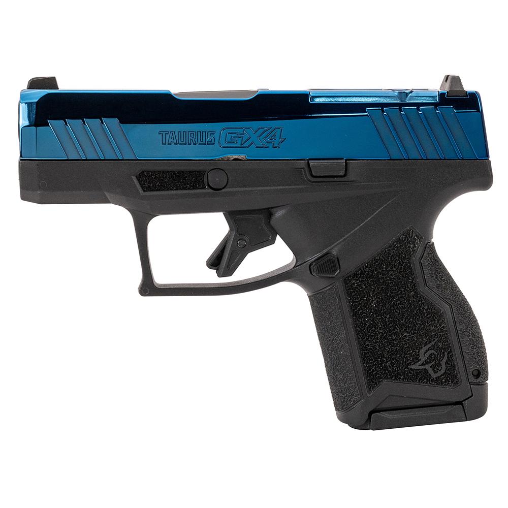 Taurus GX4 Handgun 9mm Luger 11rd (1) & 13rd (1) Magazines 3" Barrel Blue Slide and Black Picture of Taurus International Inc. TAURUS GX4 9MM BK/PVD BLUE 3.0'' 1x11 1x13