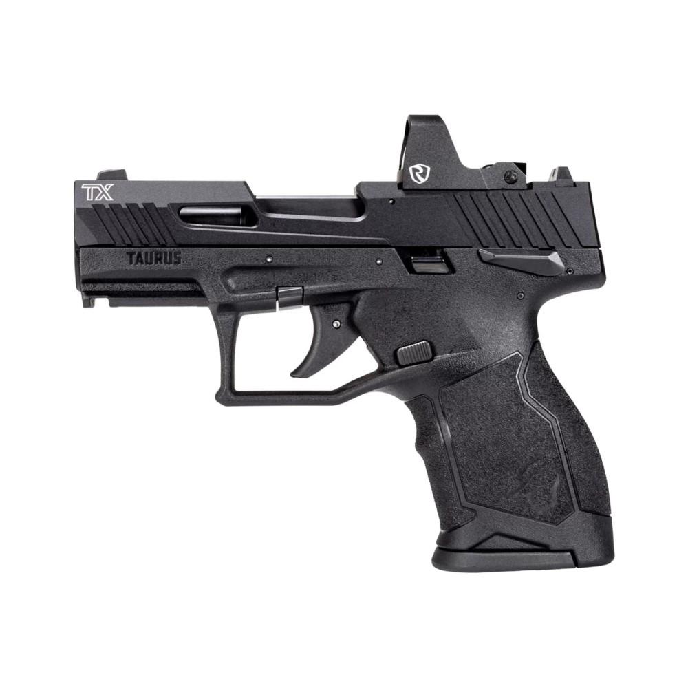 Taurus TX 22 Compact Handgun .22 LR 10rd Magazines (2) 3.6" Barrel with Riton Optic Picture of Taurus International Inc. TAURUS TX22 COMPACT 22 LR 3.6'' BK/BK 2x10 RDS RITON