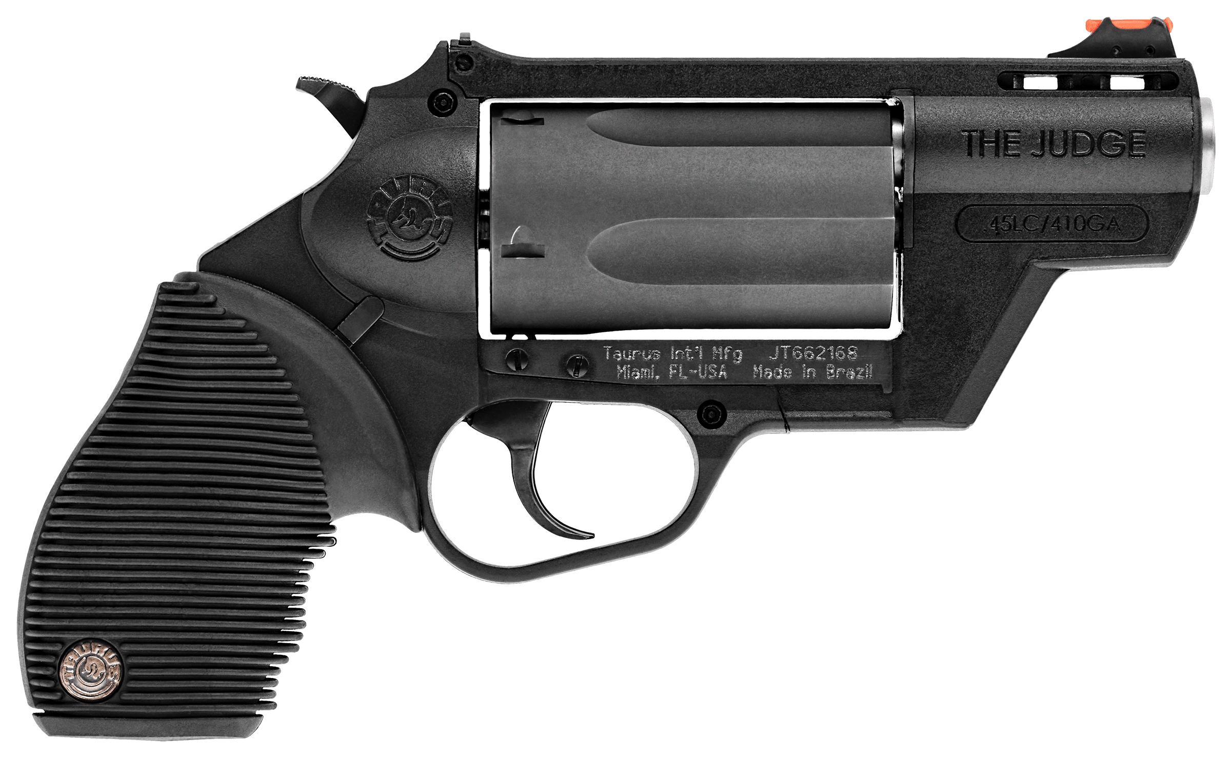 Taurus Judge Public Defender Polymer Handgun .45 Colt/.410 ga 5rd Capacity 2.5" Barrel Black Frame Picture of Taurus International Inc. M4510 JUDGE .45-.410 BLUE "FS" 2" BRL PUBLIC DEFENDER