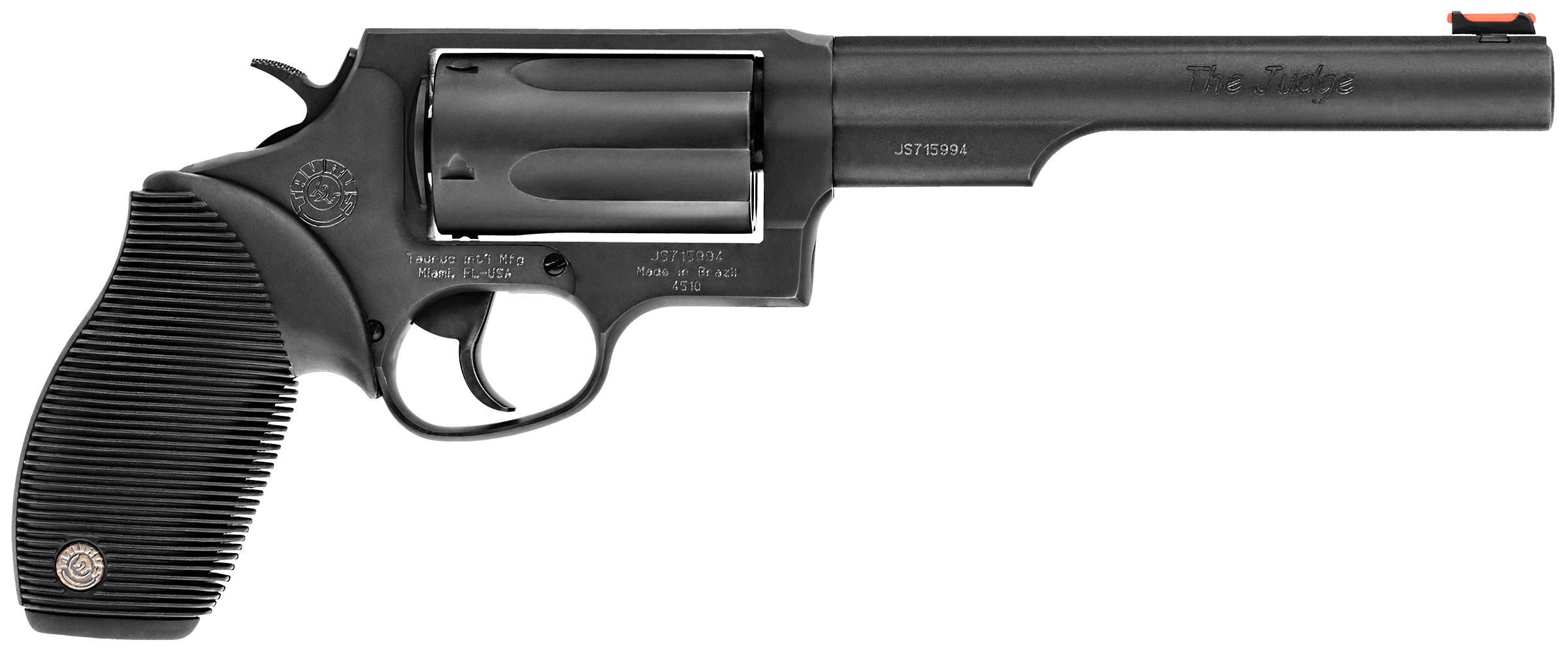 Taurus Judge Handgun 45 Colt/410 ga. 5rd Capacity 6.5" Barrel Black Oxide Finish Picture of Taurus International Inc. JUDGE .45COLT/.410 BK 6-1/2?? 5-RDS