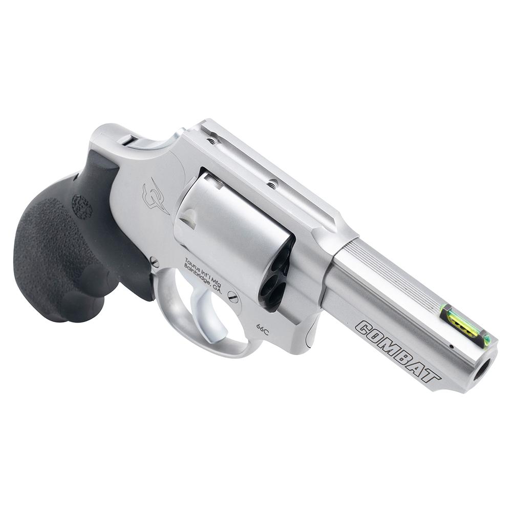 Taurus 66 Combat Handgun .357 Mag 7rd Capacity 3" Stainless Barrel Matte Frame w/Hogue Grip Front Fiber Optic Sight Picture of Taurus International Inc. Taurus 66 Combat 357 Mag Matte Stainless 3" Barrel Hogue Grip 7Rd Cap
