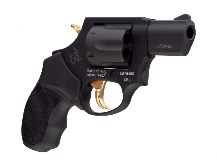 Taurus 856 Ultra Lite .38 Spl 6rds 2" Barrel Matte Black w/Gold Accents Picture of Taurus International Inc. 856 Ultra Lite 38Spl BK 2" 6 Rds Gold Accents