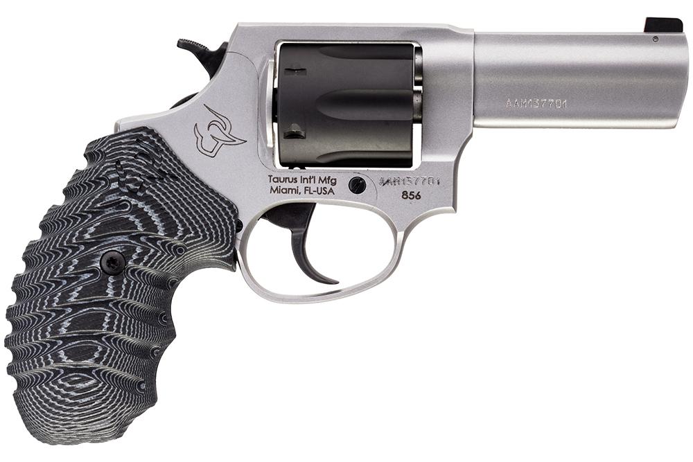 Taurus Defender 856 Handgun .38 Spl(+P) 6rd Capacity 3" Barrel Matte Stainless Picture of Taurus International Inc. 856 38SPL 3IN 6 RDS SS BLACK ACCENT N.S. VZ GRIP