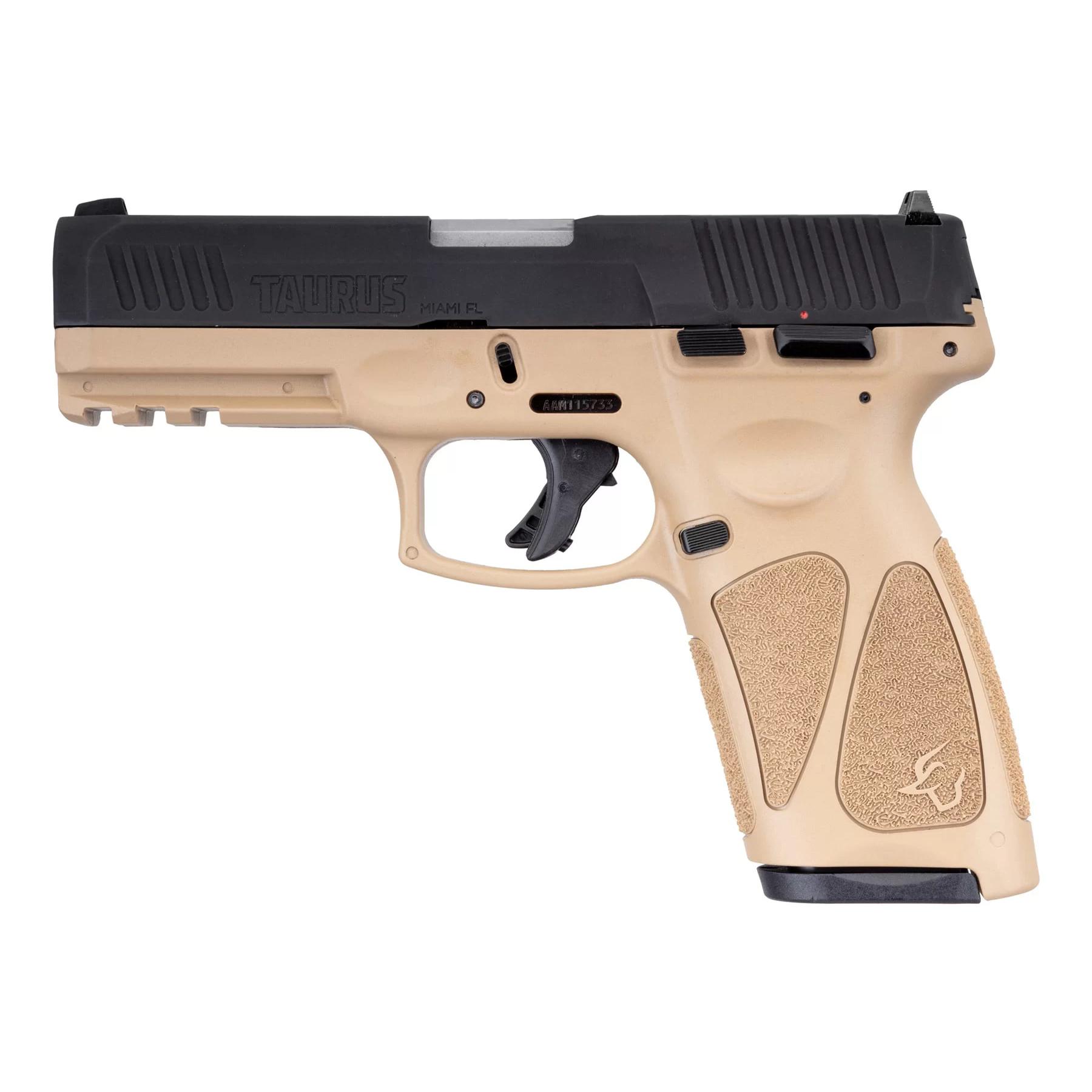 Taurus G3 Tenifer Matte Black/Tan 9mm Luger Full Size 17rds. Steel Sights 4" Barrel Picture of Taurus International Inc. G3B 9mm Tan/BK 4.0? BL 1x151x17