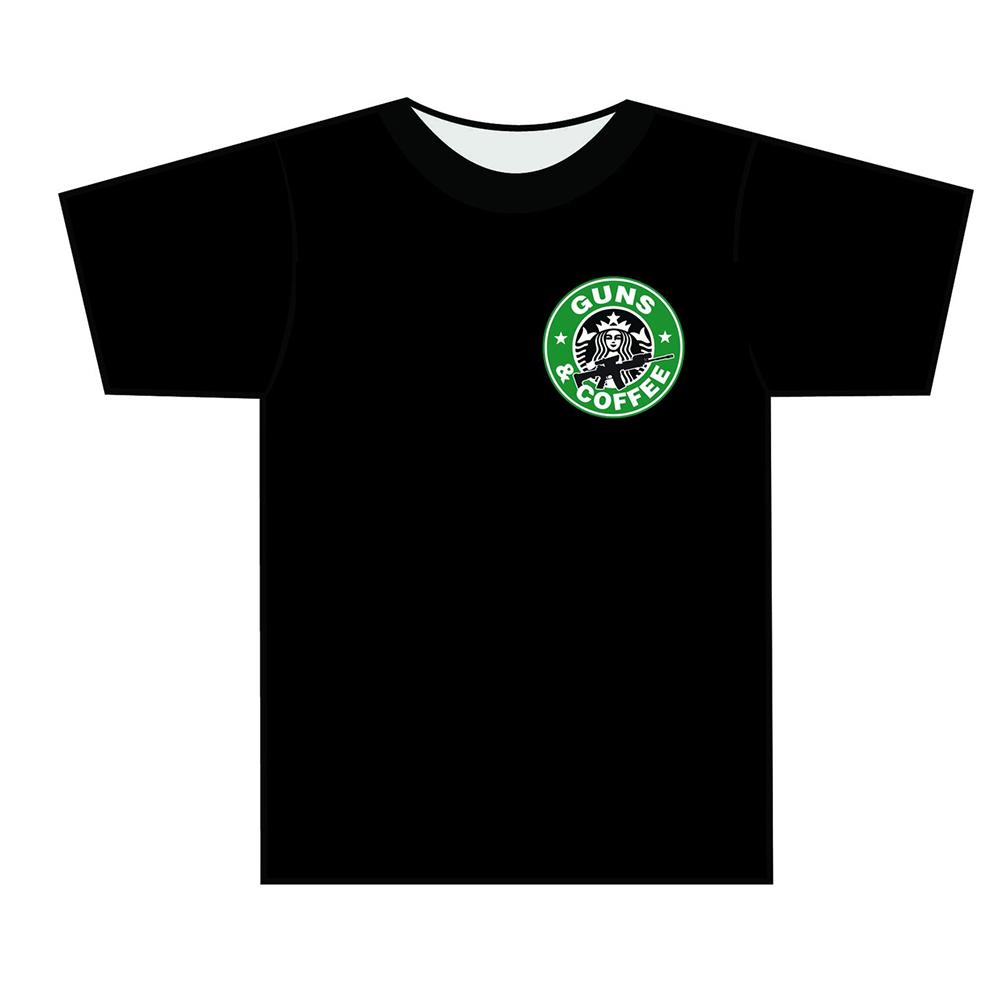 Tuff Products Guns and Coffee Short Sleeve Shirt OD Green L Picture of Tuff Products Guns and Coffee T Shirt Olive Drab Large