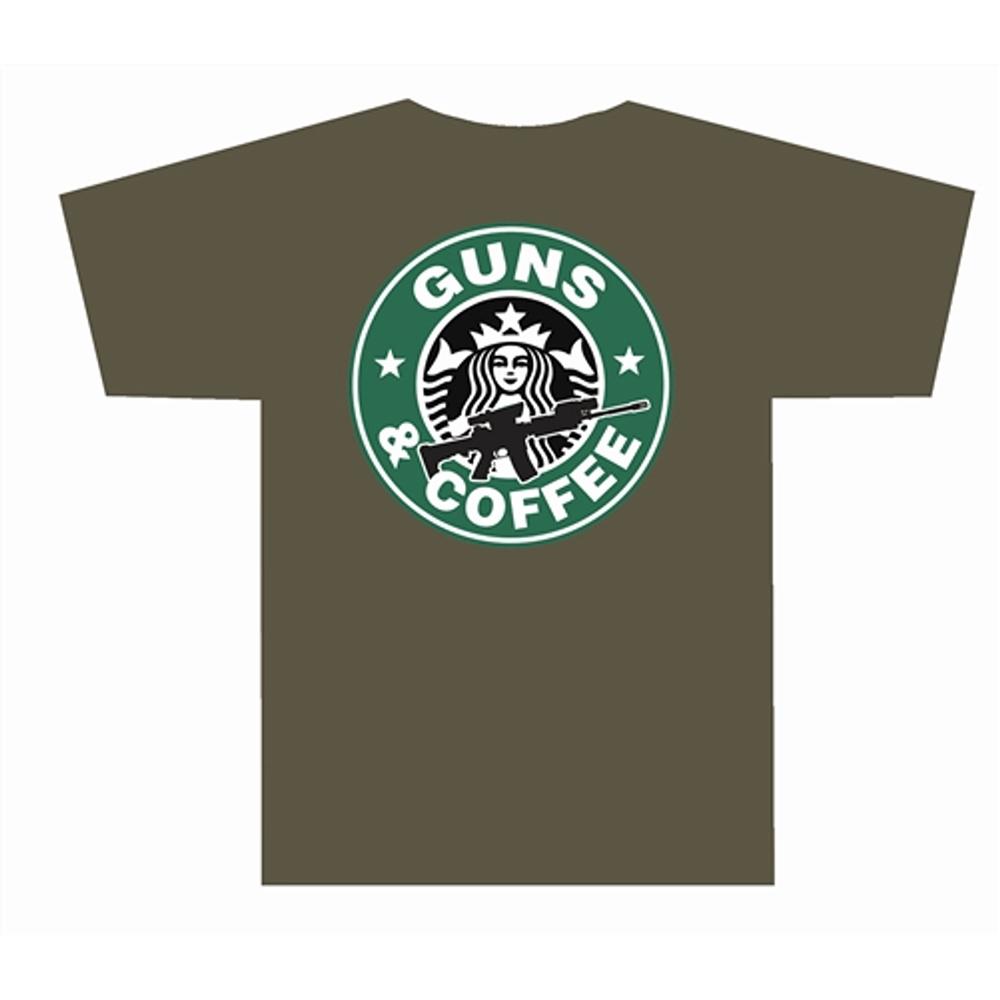 Tuff Products Guns and Coffee Short Sleeve Shirt OD Green M