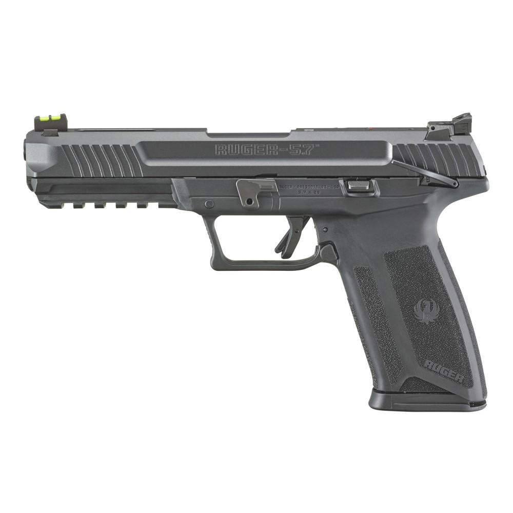 Ruger 5.7 Handgun 5.7x28mm 10/rd Magazines (2) 4.94" Barrel Black Fiber Optic Sights Picture of Sturm Ruger & Co LE RUGER 57 5.7X28MM 4.94" BBL 10+1