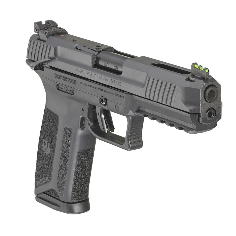 Ruger 5.7 Handgun 5.7x28mm 10/rd Magazines (2) 4.94" Barrel Black Fiber Optic Sights Picture of Sturm Ruger & Co LE RUGER 57 5.7X28MM 4.94" BBL 10+1