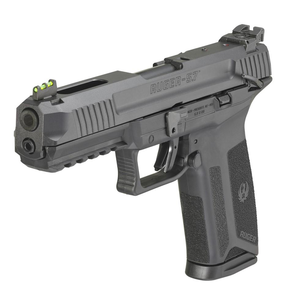 Ruger 5.7 Handgun 5.7x28mm 10/rd Magazines (2) 4.94" Barrel Black Fiber Optic Sights Picture of Sturm Ruger & Co LE RUGER 57 5.7X28MM 4.94" BBL 10+1