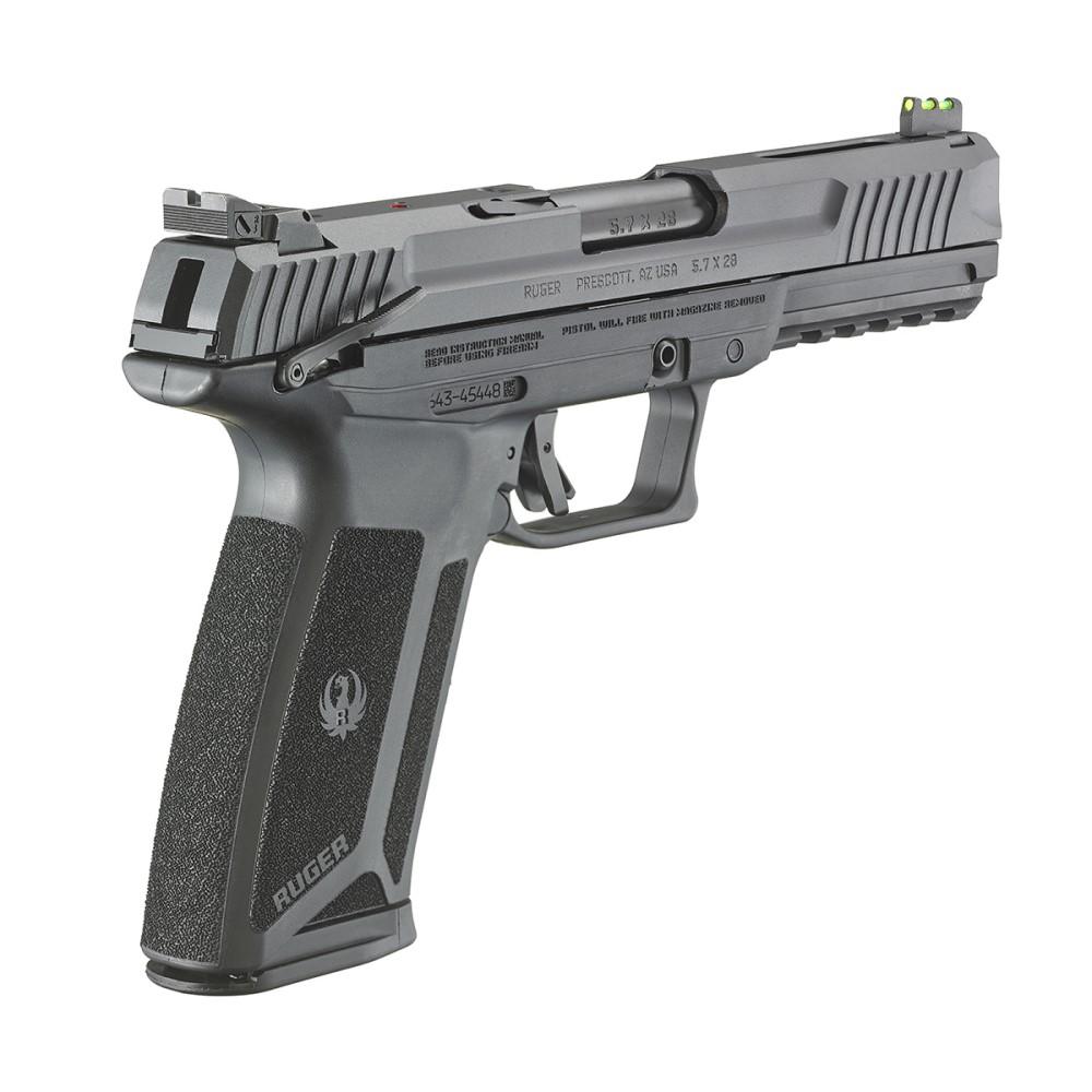 Ruger 5.7 Handgun 5.7x28mm 10/rd Magazines (2) 4.94" Barrel Black Fiber Optic Sights Picture of Sturm Ruger & Co LE RUGER 57 5.7X28MM 4.94" BBL 10+1