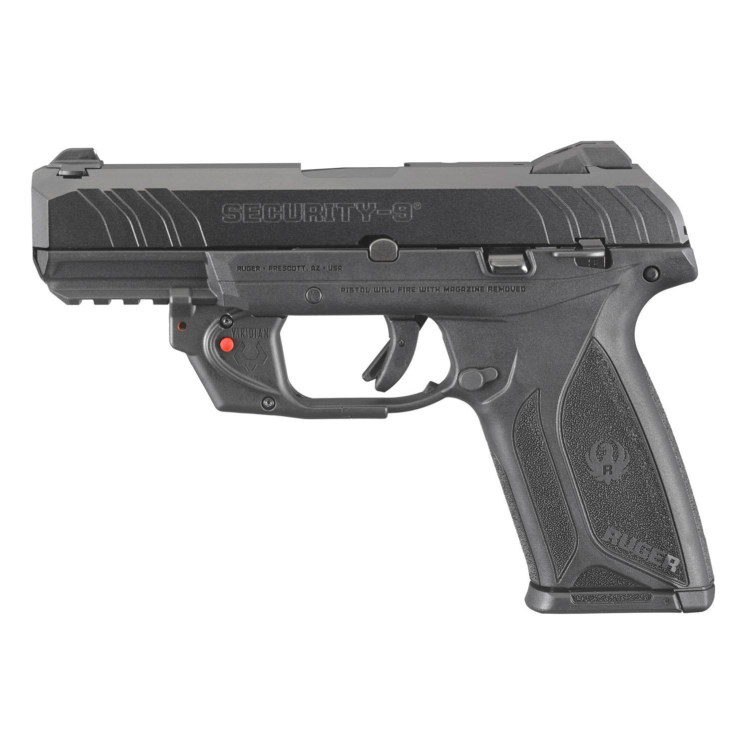 Ruger Security w/Viridian Laser Handgun 9mm Luger 15rd Magazines(2) 4" Barrel Black Picture of Sturm Ruger & Co LE Ruger Security-9 Semi-Auto Pistol 4 BBL BLK