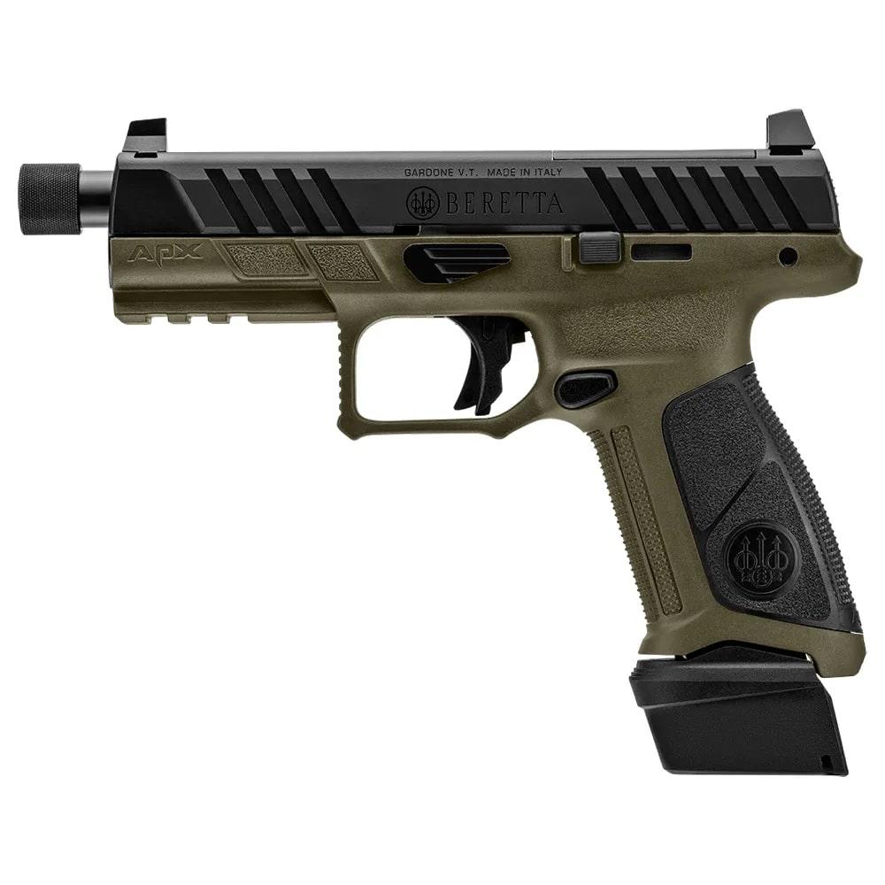 Beretta APX A1 Full Size Tactical Handgun 9mm Luger 21rd Magazines (3) 4.8" Threaded Barrel OD Green with Black Slide and Grip Picture of Beretta U.S.A. Beretta APX 9mm A1 Full Size Tactical 2-21rd Mag