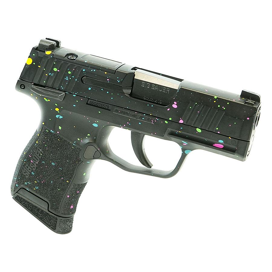 Sig Sauer "Multi-Color Paint Splatter" P365 Optic Ready Handgun 9mm Luger 10rd Magazines(2) 3.1" Barrel X-RAY 3 Sights Manual Safety Picture of Sig Sauer P365 9MM 3.1IN STRIKER Blk Base Frame & Slide Multi-Color Paint Splatte