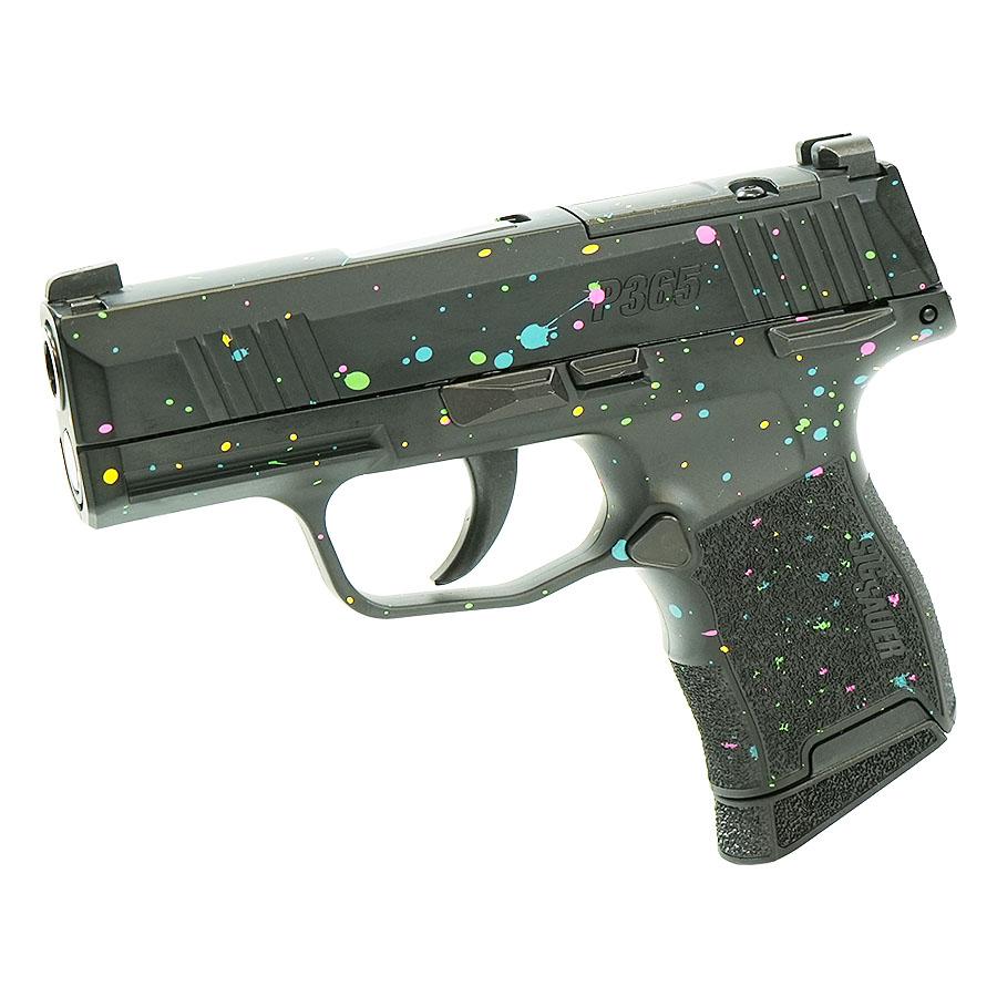 Sig Sauer "Multi-Color Paint Splatter" P365 Optic Ready Handgun 9mm Luger 10rd Magazines(2) 3.1" Barrel X-RAY 3 Sights Manual Safety Picture of Sig Sauer P365 9MM 3.1IN STRIKER Blk Base Frame & Slide Multi-Color Paint Splatte