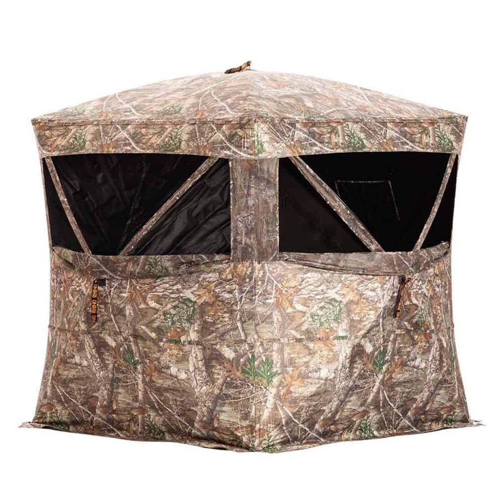 Rhino Blinds RB24 Ground Blind 3 Man Realtree Edge Picture of Rhino Blinds Rhino Blind RB24 RTE 3 Man | 5 Hub Design Zipper Door Realtree Edge