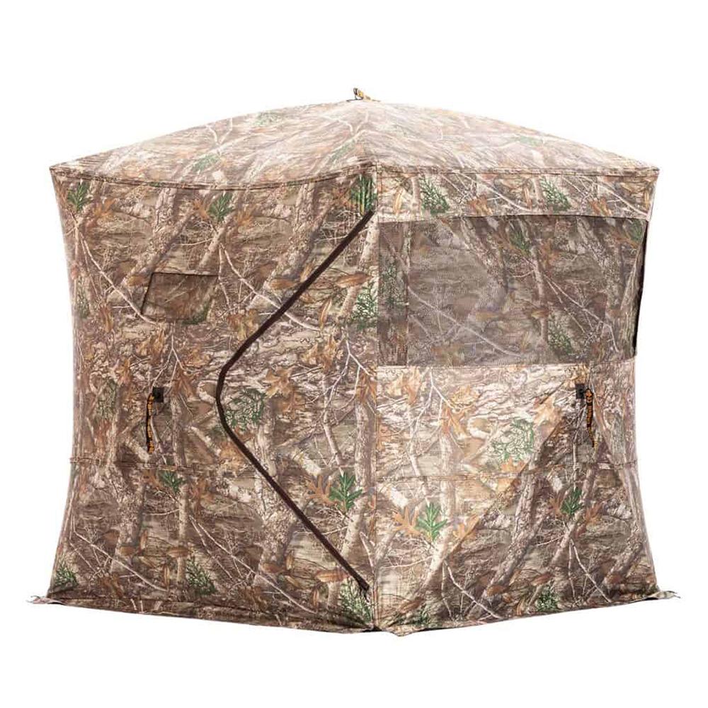 Rhino Blinds RB24 Ground Blind 3 Man Realtree Edge Picture of Rhino Blinds Rhino Blind RB24 RTE 3 Man | 5 Hub Design Zipper Door Realtree Edge