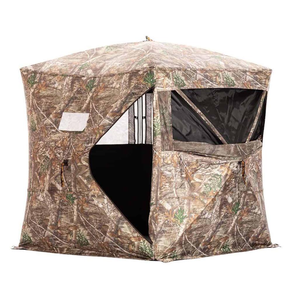 Rhino Blinds RB24 Ground Blind 3 Man Realtree Edge Picture of Rhino Blinds Rhino Blind RB24 RTE 3 Man | 5 Hub Design Zipper Door Realtree Edge