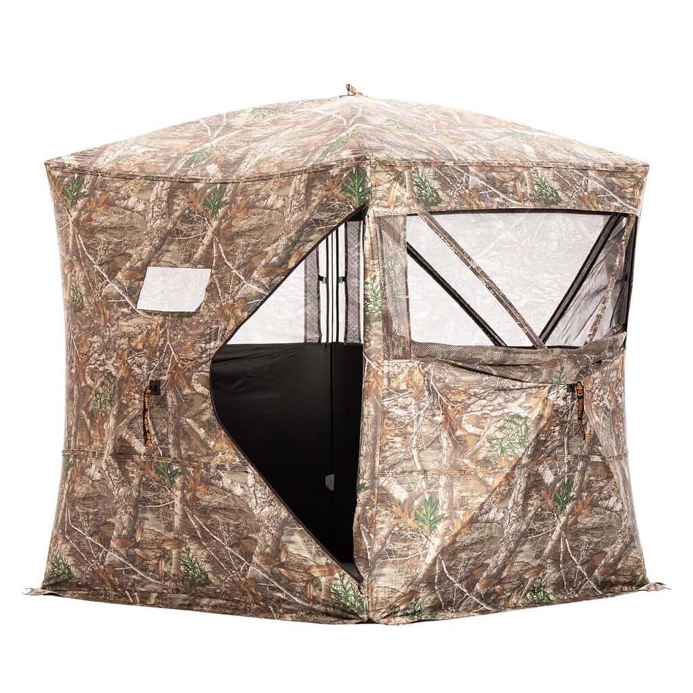 Rhino Blinds RB24 Ground Blind 3 Man Realtree Edge Picture of Rhino Blinds Rhino Blind RB24 RTE 3 Man | 5 Hub Design Zipper Door Realtree Edge