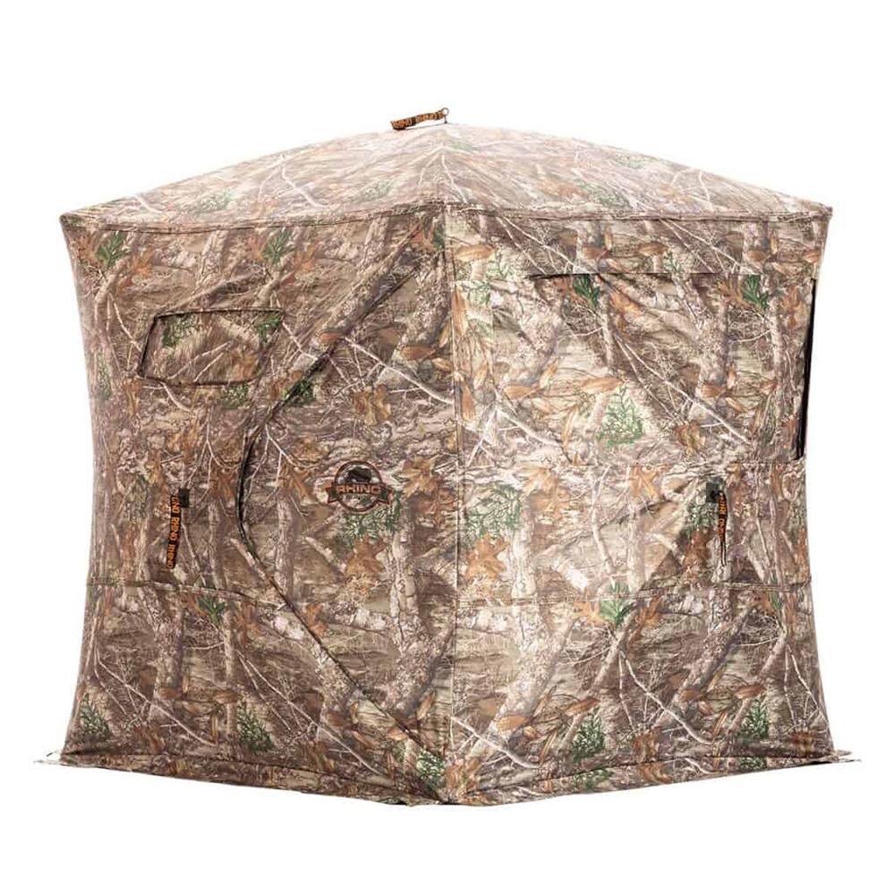 Rhino Blinds R180 Ground Blind Mossy Oak Bottomland Picture of Rhino Blinds Rhino Blind 180 MBL-180 Degree See Through w/ Double Mesh Mossy Oak BL 150D