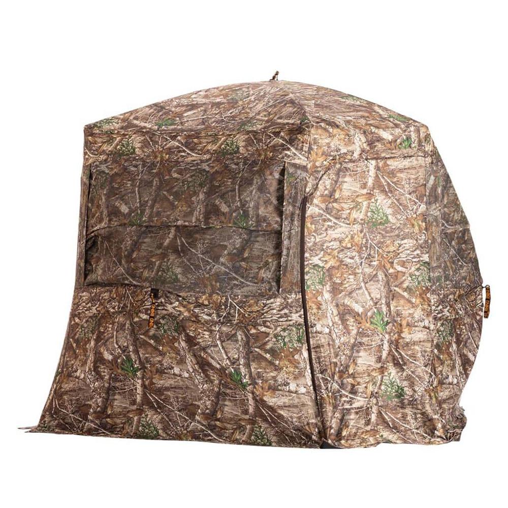 Rhino Blinds Low Hub Pro FD Ground Blind Realtree Edge Picture of Rhino Blinds Rhino Low Hub Pro FD RTE-Low Hub Design W/Full Door 600D Realtree Edge