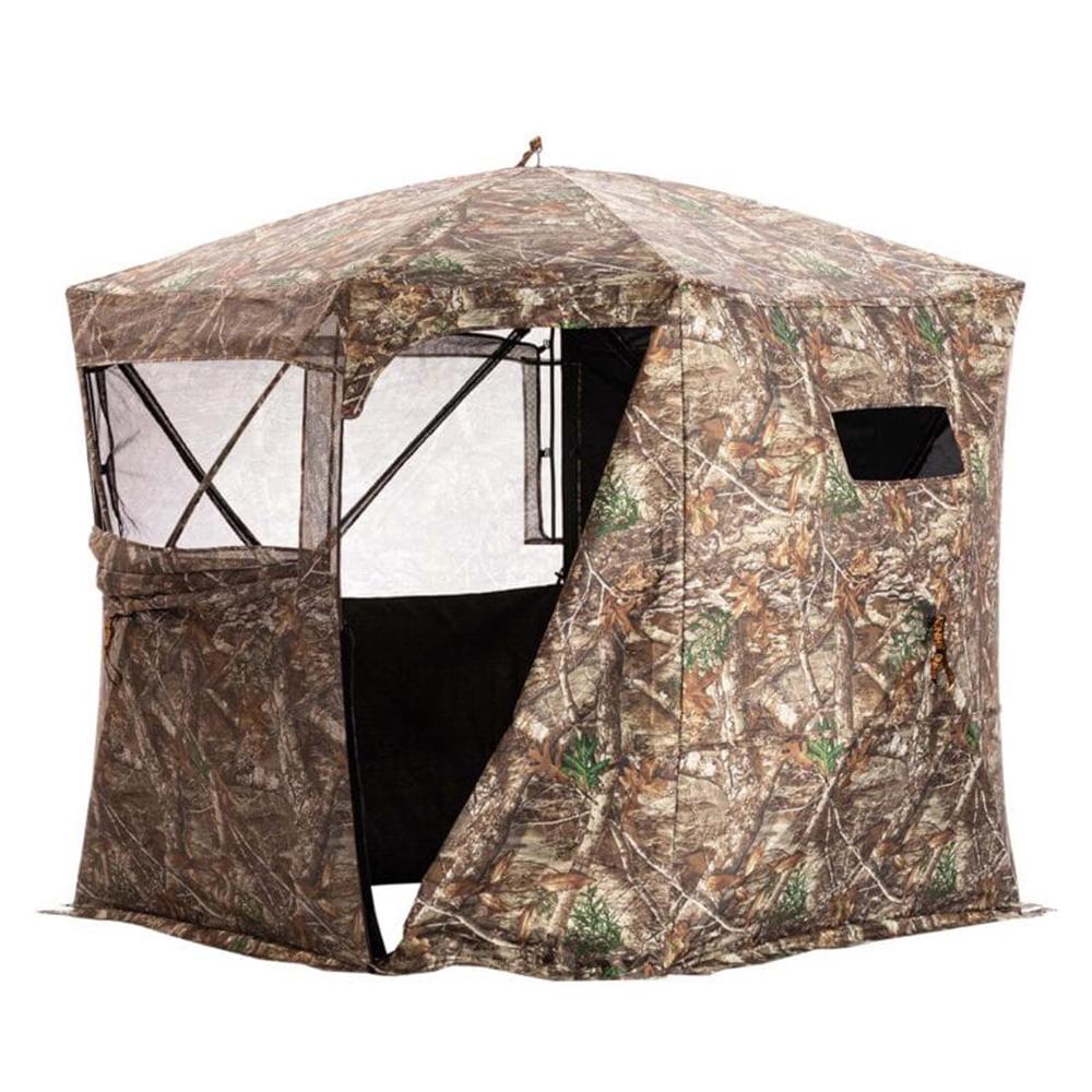 Rhino 180 Pro FD Blind with Full Door Mossy Oak Country Picture of Rhino Blinds Rhino 180 Pro FD MOC-180 See Through Blind W/ Full Size Door-Mossy Oak