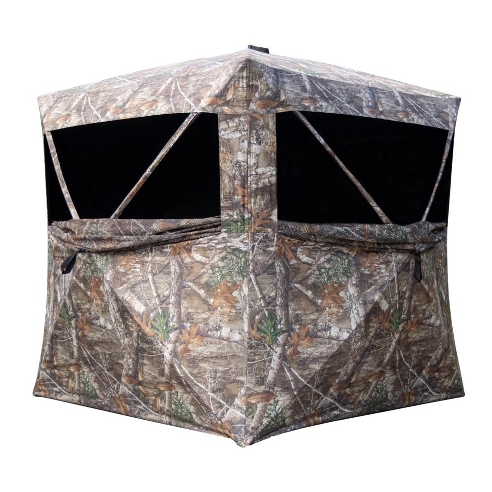 Rhino RB140 3 Person Ground Blind Realtree Camo Picture of Rhino Blinds Rhino RB140-E Man 5 Hub Design Realtree Edge 150D