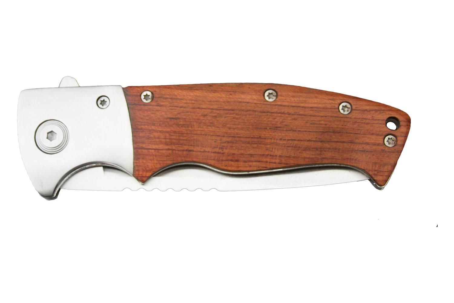 Sarge Knives Flash - Wooden Swift Assisted Folding Knife - 7-3/4" Overall Length Picture of Sarge Knives SARGE FLASH - WOODEN SWIFT ASSIST FOLDER