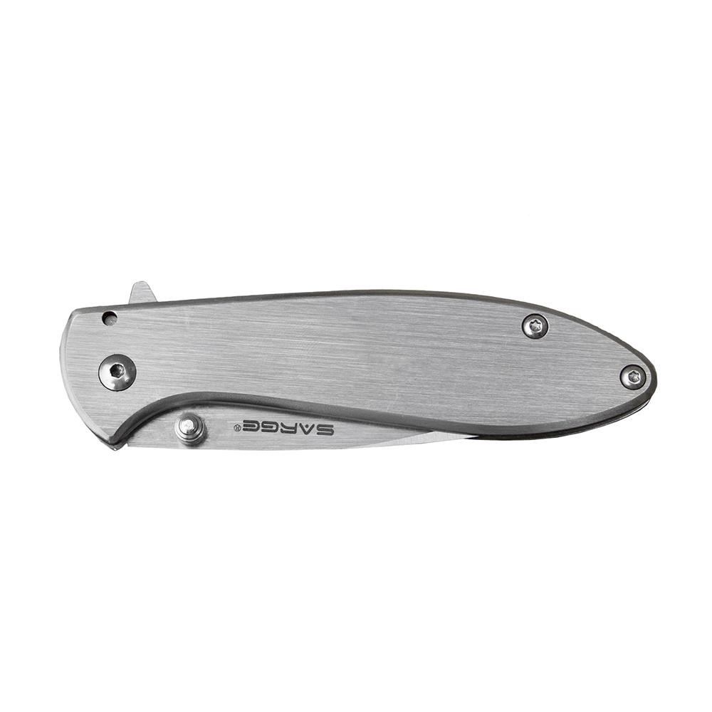 Sarge Knives Hawk Swift Assist Folder Knife 3-1/8" Clip Point Blade Chrome Picture of Sarge Knives SARGE HAWK - CHROME SWIFT ASSIST FOLDER