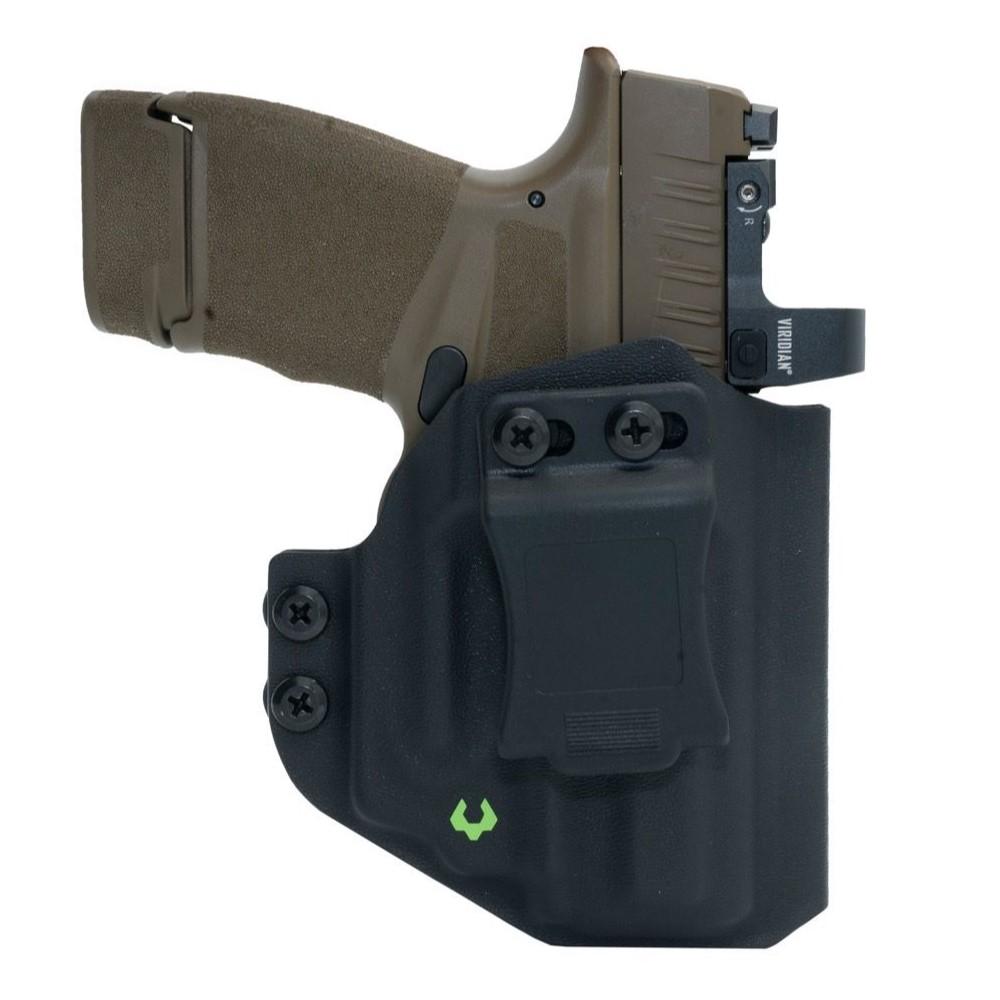 Viridian E Series Green Laser Black Springfield Hellcat Pro with Kydex IWB Holster Black RH Picture of Viridian Green Laser Viridian E Series Green Laser Black Springfield Hellcat Pro w/ Kydex IWB RH