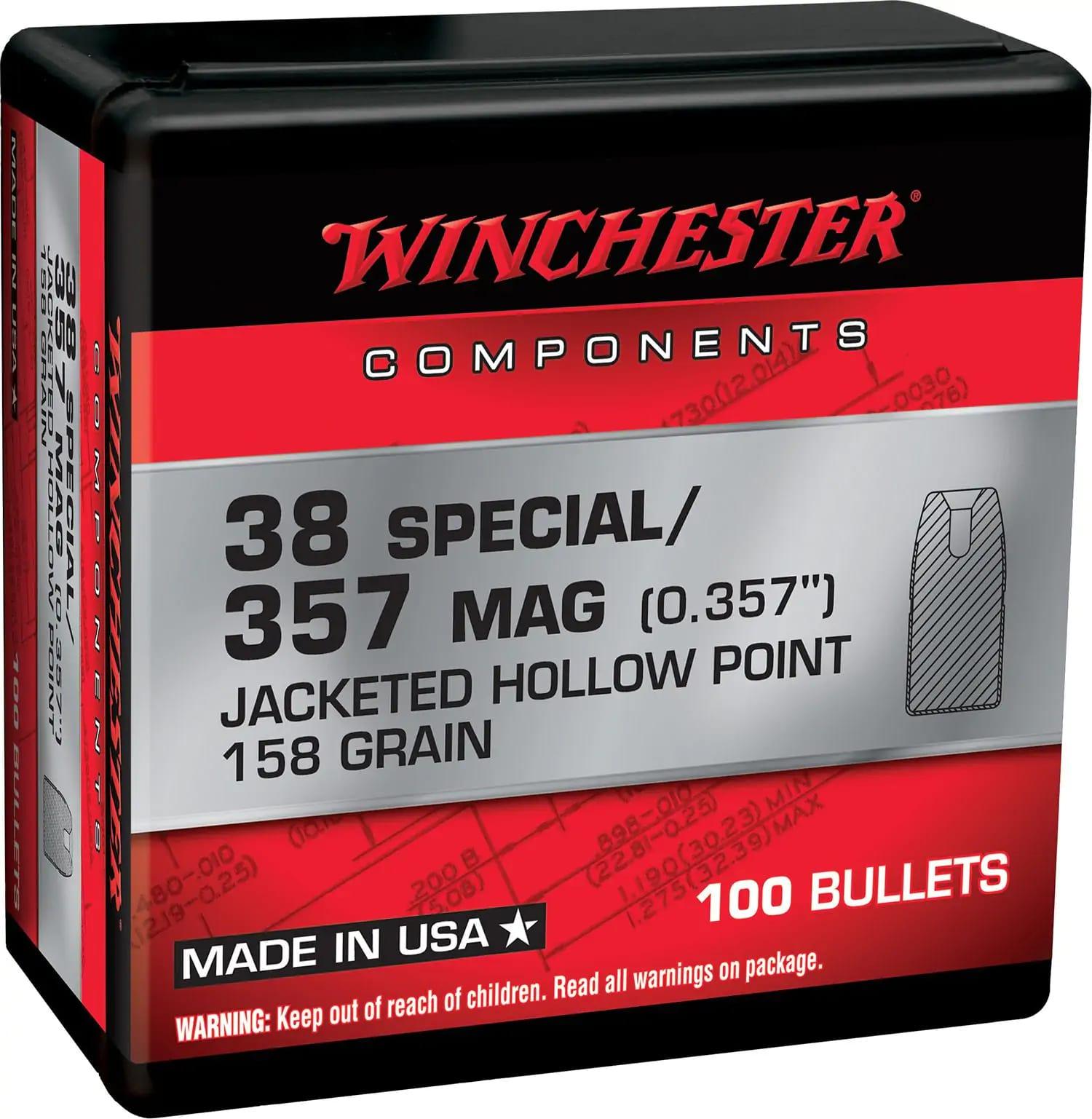 Winchester JHP Bullets 38 SPL/357 MAG .357" 158gr 100/ct