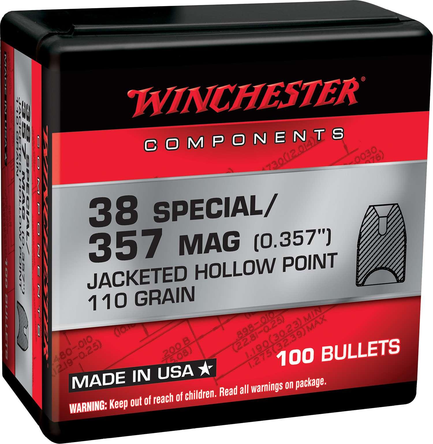 Winchester JHP Bullets 38 SPL/357 MAG .357" 110gr 100/ct