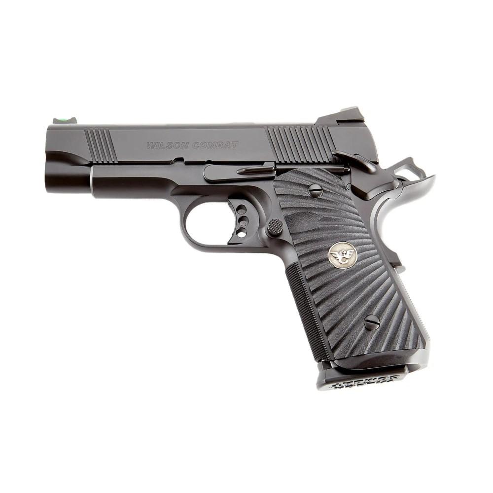 Wilson Combat CQB Compact Handgun 9mm Luger 8rd (1) & 10rd (1) Magazines 4" Barrel Black Armor-Tuff Picture of Wilson Combat CQB Compact 4in Black Armor Tuff 9mm (1) 10rd (1) 8rd Mag