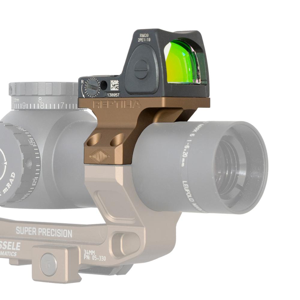 Reptilia ROF-90 Red Dot Mount for Trijicon RMR & SRO 34mm FDE Picture of Reptilia Reptilia ROF-90 for Geissele 34mm Super Precision Mount & Trijicon RMR FDE