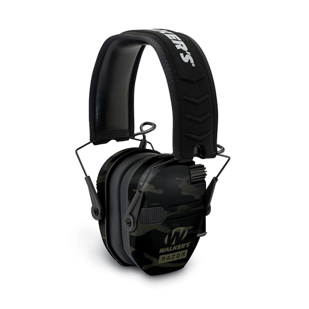 Walker's Razor Slim Shooter Folding Electronic Muff--Camo Grey Picture of Walkers Game Ear RAZOR SLIM ELECTRONIC MUFFMULTICAM CAMO GREY