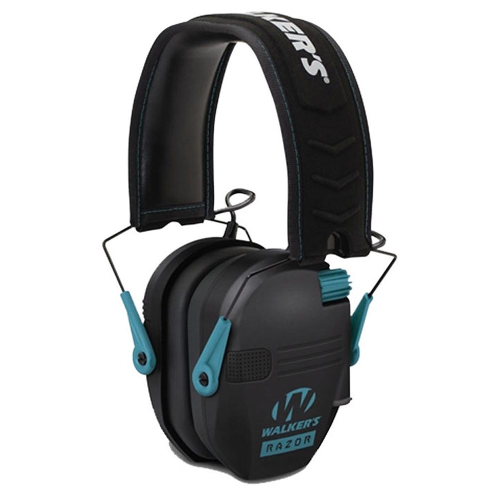 Walker's Razor Series Slim Shooter Folding Electronic Muff - Teal Picture of Walkers Game Ear WALKER'S GAME EAR RAZOR SLIM ELECTRONIC MUFF-TEAL