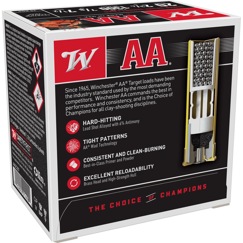 Winchester AA Super Sport 20 ga 2-3/4" 3 dr 7/8 oz #7.5 1300 fps - 25/ct Picture of Winchester Ammunition AA 20GA 7/8OZ #7.5 1300 FPS