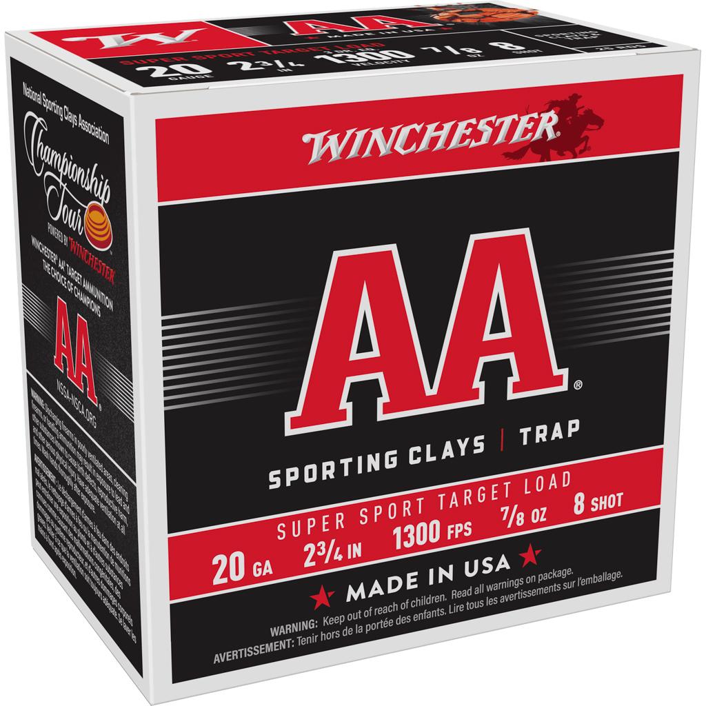 Winchester AA Super Sport 20 ga 2-3/4" 7/8 oz #8 1300 fps - 25/ct