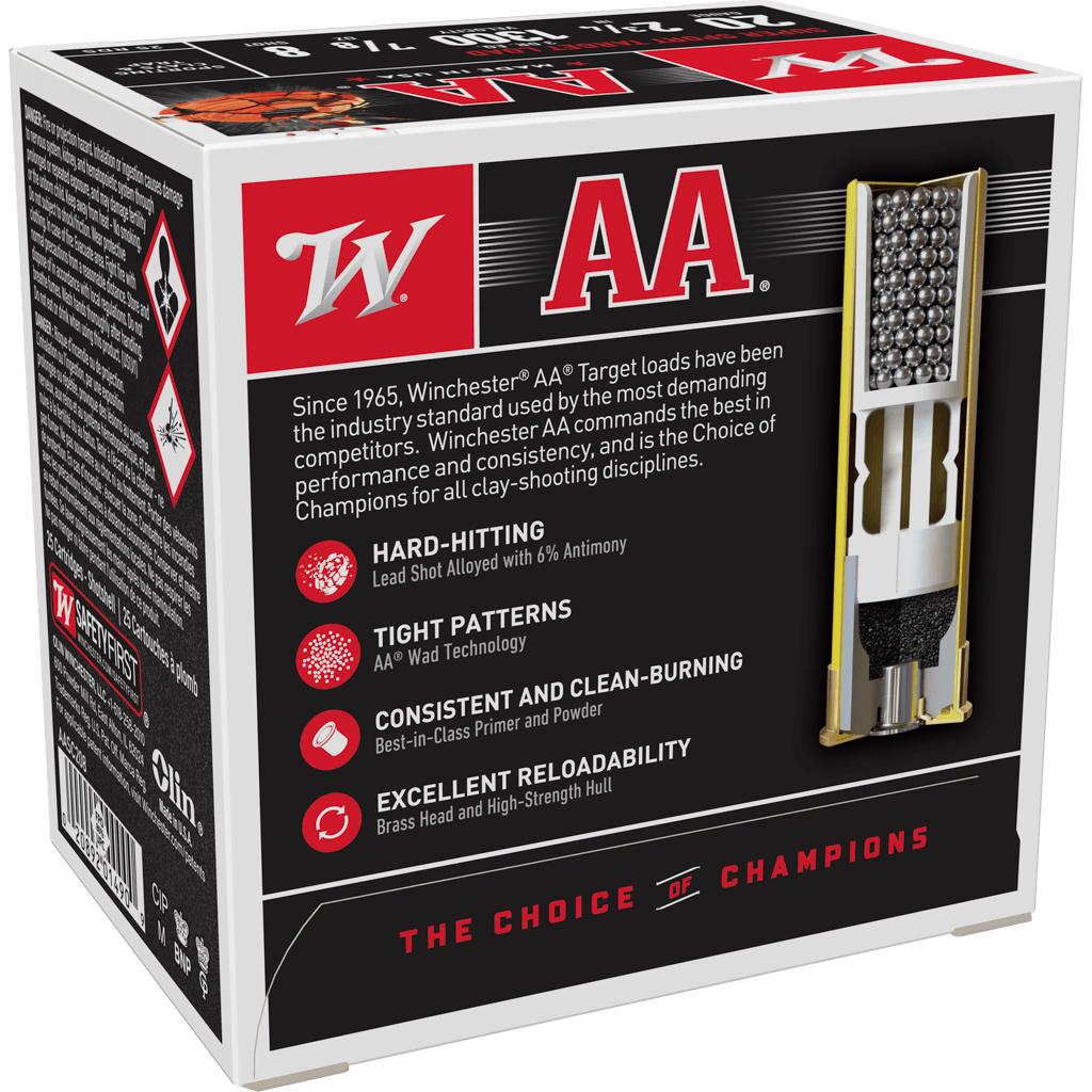 Winchester AA Super Sport 20 ga 2-3/4"  7/8 oz #8 1300 fps - 25/ct Picture of Winchester Ammunition AA 20GA 7/8OZ #8 1300 FPS